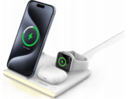 Jabees PowerGlow 4v1 QI nabíječka pro telefon Smartwatch Sluchátka LED lampa / bílá