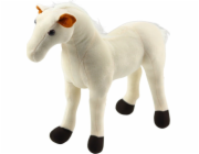 LeanToys Plyšový kůň, maskot, plyšová hračka, bílý 40 cm x 37 cm, LEAN Toys