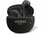 Guess Sluchátka Glossy Effect Egg Shape Printed Classic Logo TWS, černá