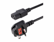 StarTech.com 10ft (3m) UK Computer Power Cable, 18AWG, BS 1363 to C13 Power Cord, 10A 250V, Black Replacement AC Power Cord, TV/Monitor Power Cable, BS 1363 to IEC 60320 C13 Kettle Lead - Power Supply