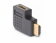 StarTech.com Right Angle HDMI 2.0 Adapter, 90-Degree HDMI Port Saver, M/F - High Speed - HDMI adaptér - HDMI s piny (male) do HDMI se zdířkami (female) pravoúhlý - černá - podpora 4K60Hz, dvousměrný, 