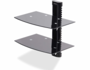 StarTech.com Dual Floating Wall-Mounted AV Shelves, Adjustable Height Shelf For Under TV, Organize A/V Equipment On Black Tempered Glass Shelves - Police - pro komponenty audio/video - hliník, ocel, p