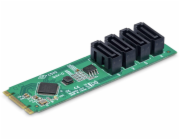 StarTech.com 4-Port M.2 to SATA Adapter Card, M.2 PCIe 3.0 to SATA HDD/SSD Expansion Card, ASM1064 Chipset, M.2 NVMe to 4x HDD/SSD for Windows/macOS/Linux - Adaptér rozhraní - SATA - M.2 Card - zelená