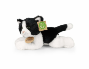 Rappa Plyšová kočka bílo-černá ležící 16 cm ECO-FRIENDLY