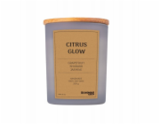 Donau Home Sójová svíčka , v šedém skle, dřevěné víčko a knot, Citrus Glow, 200g