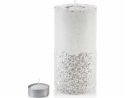 Affek Design SVÍČKA LATERNA VÁLCOVÁ 120X240 DIAMOND BÍLÉ STŘÍBRNÉ KRYSTALY