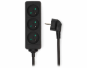 NEDIS napájecí prodlužovací zásuvka/ úhlová/ 3x zásuvka/ černá/ 3m