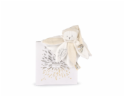 Doudou Dárková sada Plyšový muchláček medvídek s čepičkou 25 cm béžový