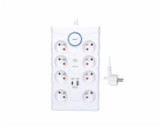 Solight přepěťová ochrana, 8z, USB A+C, 2m, bílá - PO80