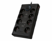 Solight přepěťová ochrana, 8z, USB A+CA, 2m, černá