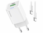 COLORWAY 1x USB-C/ síťová nabíječka/ GaN/ PD/ PPS/ QC/ 30W/ Včetně 100cm kabelu/ Bílá