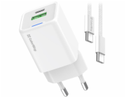 COLORWAY 1x USB-C/ síťová nabíječka/ GaN/ PD/ PPS/ QC/ 35W/ Včetně 100cm kabelu/ Bílá