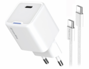 COLORWAY 1x USB-C/ síťová nabíječka/ GaN/ PD/ PPS/ 35W/ Včetně 100cm kabelu/ Bílá