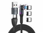 STATIK 360Pro braided rotating 3 magn. tips USB-C Cable B...