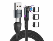 STATIK 360Pro braided rotating 3 magn. tips USB-C Cable Black 2m