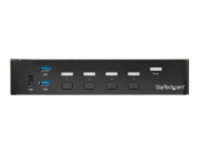StarTech.com 4 Port DisplayPort KVM Switch - DP KVM Switch with Audio and Built-in USB 3.0 Hub for Peripherals - 4K 30Hz (SV431DPU3A2) - Přepínač KVM / USB - 4 x KVM / zvuk / USB + 3 x SuperSpeed USB 