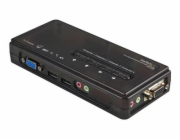 Startech 4 Port Black USB KVM Switch Kit with Cables and Audio - desktop KVM Switch - VGA KVM Switch - USB KVM Switch 4 Port (SV411KUSB) - Přepínač KVM / audio - 4 x KVM / zvuk - 1 místní uživatel - d