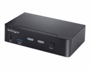 Startech USB C KVM Switch, 2 Port DisplayPort KVM w/ 4K 60Hz UHD HDR Video, 3.5mm Audio, USB Type C KVM Switch, 4x USB HID and 2x USB A 3.2 Gen 1 5Gbps Hub, Thunderbolt 3/4 Compatible - Hot Key Switch