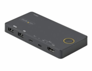 Startech 2 Port Hybrid USB-A + HDMI & USB-C KVM Switch, Single 4K 60Hz HDMI 2.0 Monitor, Compact Desktop and/or Laptop HDMI KVM Switch, USB Bus Powered, Thunderbolt 3 Compatible - 2 Port HDMI KVM Swit