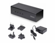 StarTech.com 4-Port Dual-Monitor DisplayPort KVM Switch, 4K 60Hz, 2x USB 5Gbps Hub Ports, 2x USB 2.0 HID Ports, Hotkey and Push-Button Switching, TAA Compliant - 3.5mm Audio, HDCP (P4DD46A2-KVM-SWITCH