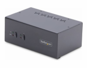 StarTech.com 2-Port Dual-Monitor DisplayPort KVM Switch, 4K 60Hz, 2x USB 5Gbps Hub Ports, 2x USB 2.0 HID Ports, Hotkey and Push-Button Switching, TAA Compliant - ESD Level 3 Protection (P2DD46A2-KVM-S