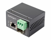 Startech PoE+ Industrial Fiber to Ethernet Media Converter 30W, SFP to RJ45, Singlemode/Multimode Fiber Optic to Copper Gigabit Ethernet, Mini/Compact Size, IP-30/ -40 to +75C, 1Gbps - Mini Media Conv