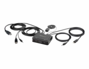Startech 2-Port Hybrid USB-C HDMI Cable KVM Switch, 4K 60Hz, Compact KVM with 6ft/1.8m USB-A/HDMI/Audio & 4ft/1.2m USB-C Integrated Host Cables, Bus Powered - Remote Push Button/Hotkey Switching (C2-H