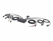 StarTech.com 2-Port Dual-Monitor HDMI Cable KVM Switch, 4K 60Hz, Compact KVM with 5ft/1.5m USB-A/HDMI/Audio Integrated Cables, Bus Powered - Remote Push Button/Hotkey Switching (C2-DH46-UA2-CBL-KVM) -