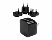 StarTech.com Travel USB Wall Charger - 2 Port - Black - Universal Travel Adapter - International Power Adapter - USB Charger (USB2PACBK) - Síťový adaptér - 17 Watt - 3.4 A - 2 výstupní konektory (USB)