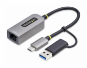 StarTech.com USB-C to Ethernet Adapter w/USB-A Adapter, Realtek RTL8153B - Síťový adaptér - USB-C 3.2 Gen 1 - Gigabit Ethernet - šedá space gray
