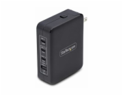 StarTech.com 140W USB-C Wall Charger, USB-C/USB-A, PD GaN Power Adapter - Síťový adaptér - technologie GaN - 140 Watt - 5 A - napájení Power Delivery 3.1 - 4 výstupní konektory (USB, 3 x USB-C) - čern