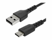 StarTech.com 1m USB A to USB C Charging Cable, Durable Fast Charge & Sync USB 2.0 to USB Type C Data Cord, Rugged TPE Jacket Aramid Fiber M/M 3A Black, Samsung S10, S20, iPad Pro, Pixel - Heavy Duty a