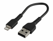 StarTech.com 15cm(6 in) Durable Black USB-A to Lightning Cable, Heavy Duty Rugged Aramid Fiber USB Type A to Lightning Charger/Sync Power Cord, Apple MFi Certified iPad/iPhone 12 Pro Max - iPhone 7/8/