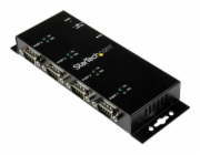 StarTech.com 4 Port USB to Serial RS232 Adapter - Wall Mount - Din Rail - COM Port Retention - FTDI USB to DB9 RS232 Hub (ICUSB2324I) - Sériový adaptér - USB 2.0 - RS-232 x 4 - černá