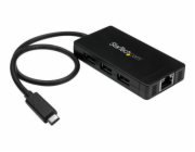 StarTech.com 3 Port USB C Hub with Ethernet - USB-C to 3x USB-A w/ Power Adapter & Gigabit Ethernet - Thunderbolt 3 Compatible - USB C Network Adapter (HB30C3A1GE) - Rozbočovač - 3 x SuperSpeed USB 3.