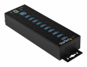 StarTech.com 10 Port USB Hub with Power Adapter, Surge Protection, Metal Industrial USB 3.0 Data Transfer Hub, Din Rail, Wall or Desk Mountable, High Speed USB 3.1/ USB 3.2 Gen 1 5Gbps Hub - Windows/m