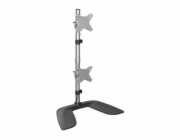 StarTech.com Vertical Dual Monitor Stand, Ergonomic Desktop Stacked Two Monitor Stand up to 27 inch VESA Mount Displays, Free Standing Universal Monitor Mount, Height Adjustable, Silver - Double Monit