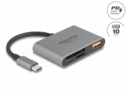 Delock Čtečka karet USB-C pro paměťové karty SD a Micro SD + port USB 10 Gb/s typu A a USB typu C PD 2.0 85 W