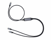 Kabel C-TECH USB Type-C PD 100W power splitter, 0,7m + 2x0,5m, černý