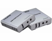 PremiumCord HDMI KVM extender s 2xUSB na 60m s audiem přes jeden kabel Cat5/6