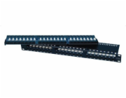 OXnet 19" patch panel 48port Cat6, UTP, blok UNI 110, vyväz. lišta, 1U,čierny