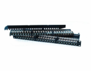 OXnet 19" patch panel 48port Cat5E, STP, blok UNI 110, vyväz. lišta, 1U čierny