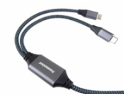 PREMIUMCORD Nabíjecí kabel USB-C, 2xUSB-C na USB-C, 100W, 1m, černá