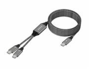 PREMIUMCORD Nabíjecí kabel USB-C, 2xUSB-C na USB-C, 100W, 1m, černá