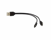 PREMIUMCORD Nabíjecí kabel USB 2.0, 2xUSB-C na USB, 15cm, černá