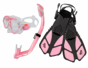 Šnorchlovací set 3 v 1, DĚTSKÝ, RŮŽOVÝ, obsahuje masku, ploutve a šnorchl