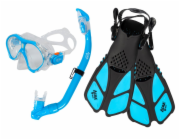 Šnorchlovací set 3 v 1, DĚTSKÝ, MODRÝ, obsahuje masku, ploutve a šnorchl
