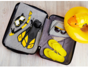 Šnorchlovací set 3 v 1, ŹLUTÝ, L/XL, ploutve 42-47, šnorchl, maska