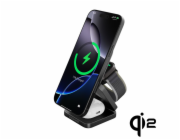 Cubenest 3v1 Qi2 Skládací bezdrátová magnetická nabíječka SQ312 Pro - černá