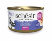 SCHESIR Chicken with beef in broth - mokré krmivo pro kočky - 70g